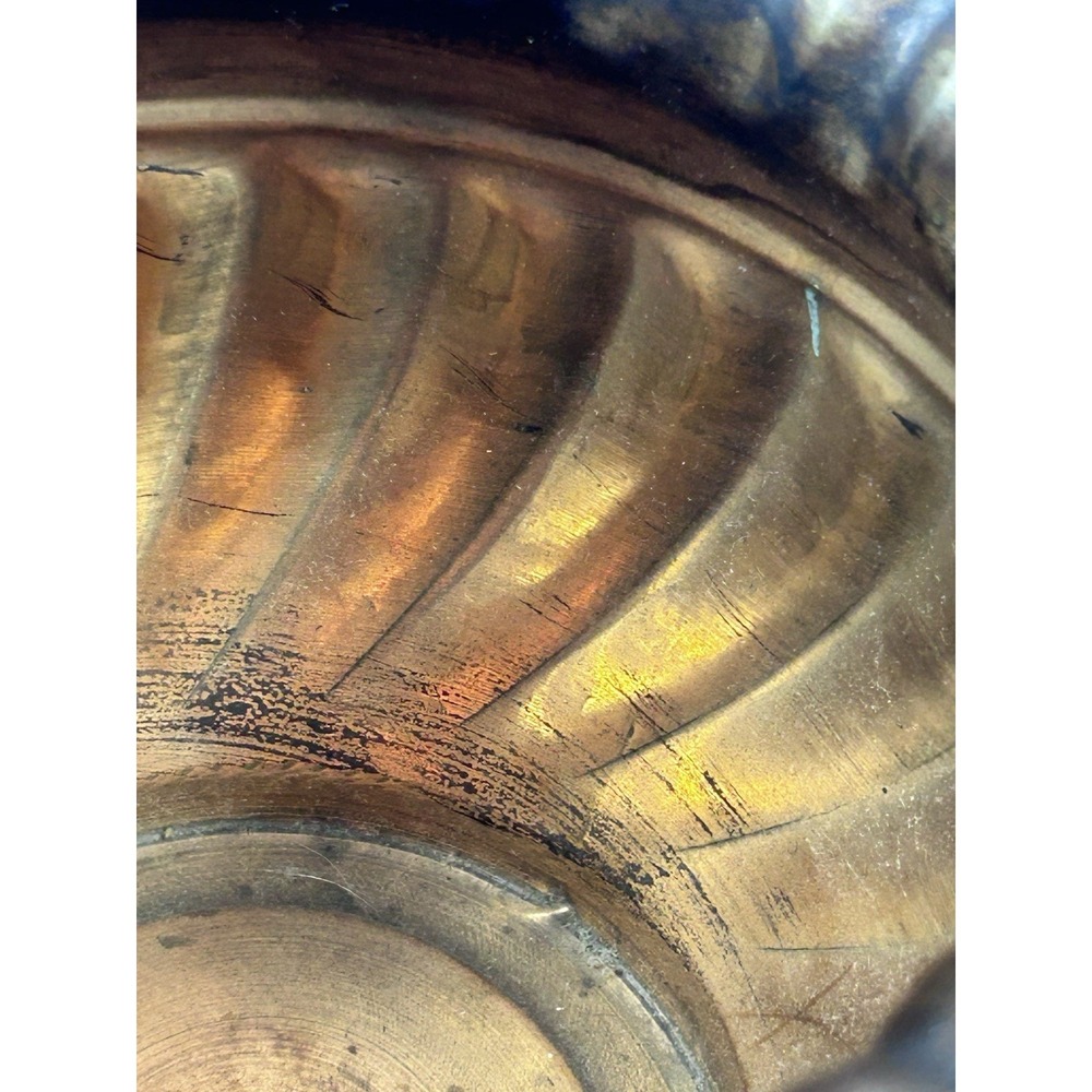 vtg copper planter bowl with rope and tassel detail Ruffled - Picture 7 of 9